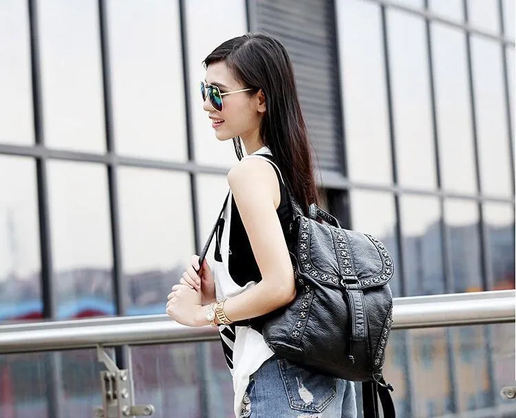 Studded Leather Backpack