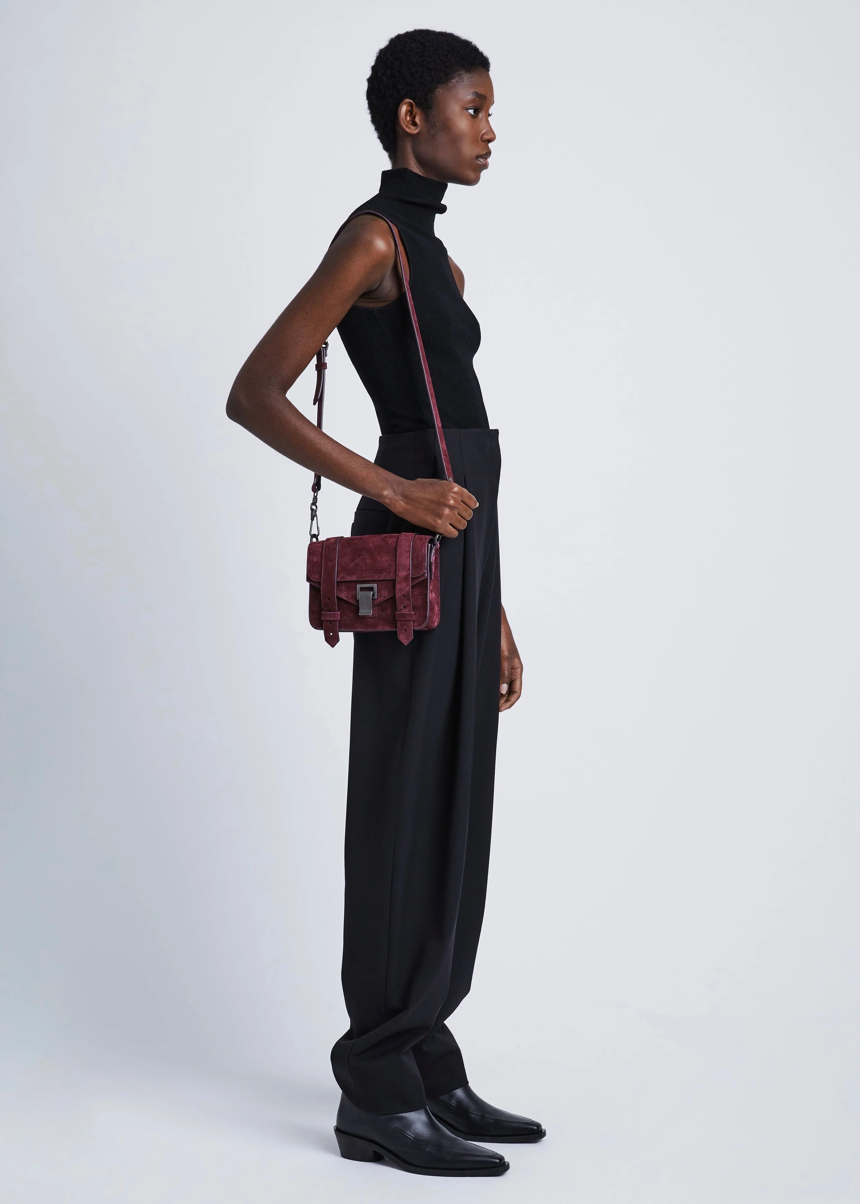 Suede Mini Crossbody Bag (Bordeaux)