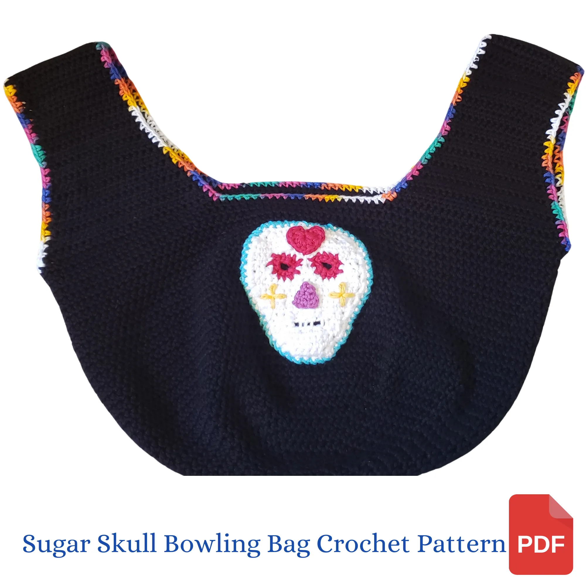 Sugar Skull Bowling Ball Bag Crochet Pattern or Market Bag Crochet Pattern