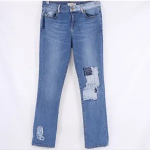Sundance Magnolia Straight Leg Jeans Womens Blue Patchwork Denim Size 30 Pockets