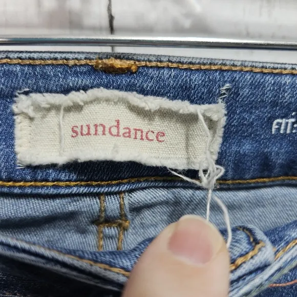 Sundance Magnolia Straight Leg Jeans Womens Blue Patchwork Denim Size 30 Pockets
