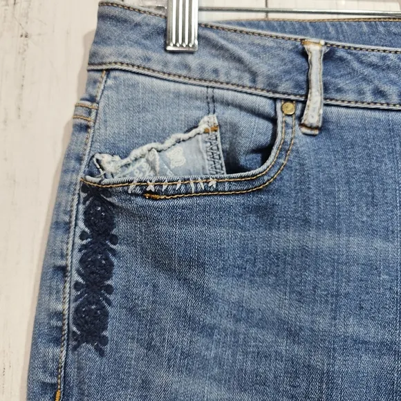 Sundance Magnolia Straight Leg Jeans Womens Blue Patchwork Denim Size 30 Pockets