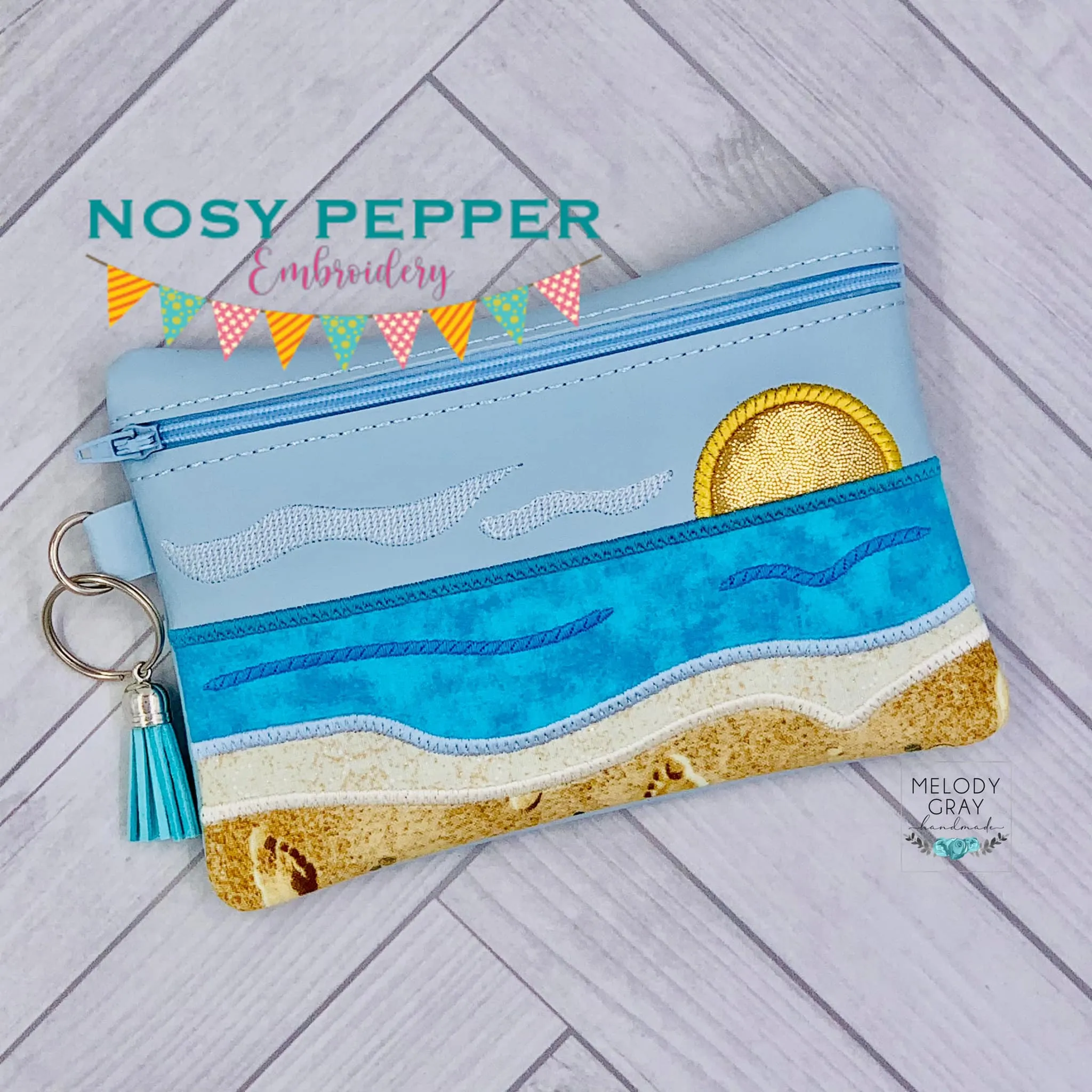 Sunset applique ITH Bag (4 sizes available) machine embroidery design DIGITAL DOWNLOAD