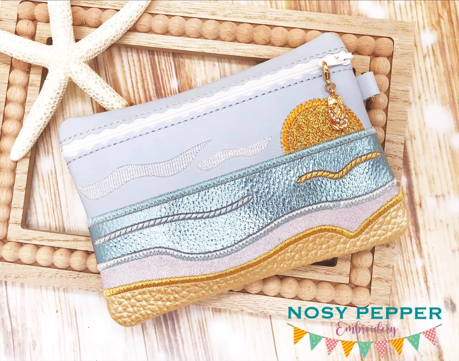 Sunset applique ITH Bag (4 sizes available) machine embroidery design DIGITAL DOWNLOAD