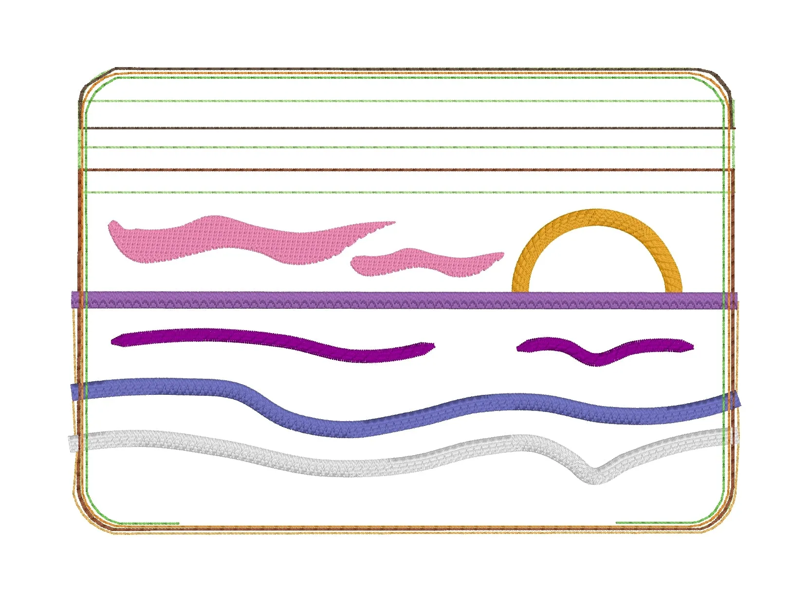 Sunset applique ITH Bag (4 sizes available) machine embroidery design DIGITAL DOWNLOAD