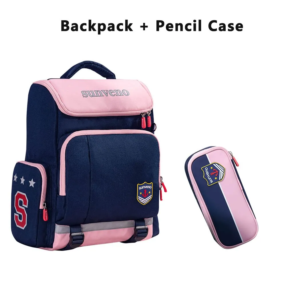Sunveno Children's School Waterproof Backpack for Boys and Girls - Blue, Pink