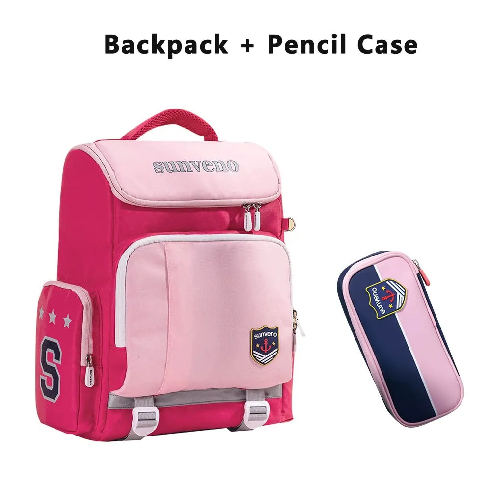 Sunveno Children's School Waterproof Backpack for Boys and Girls - Blue, Pink