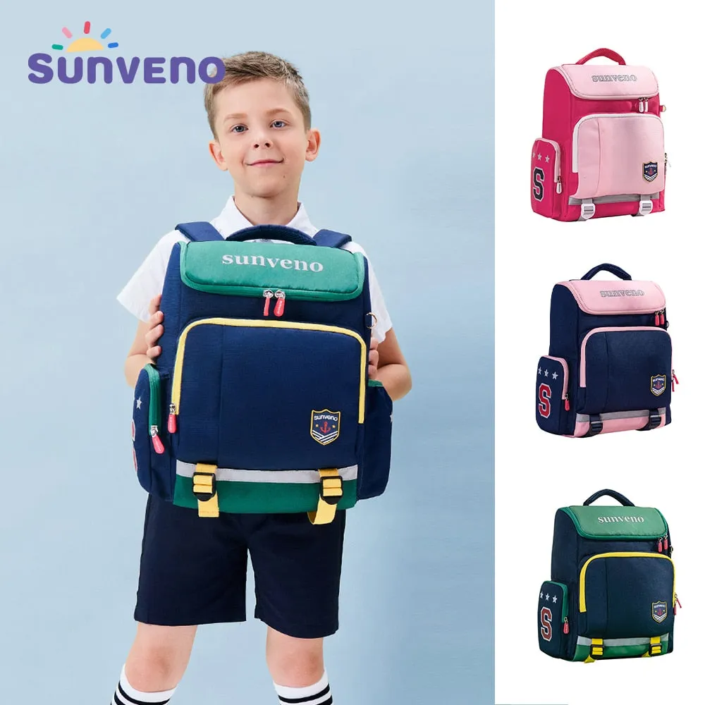 Sunveno Children's School Waterproof Backpack for Boys and Girls - Blue, Pink