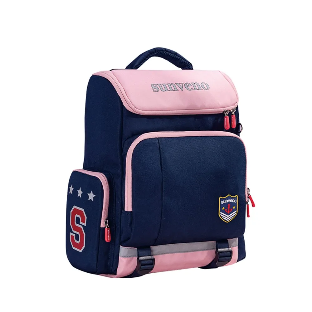 Sunveno Children's School Waterproof Backpack for Boys and Girls - Blue, Pink
