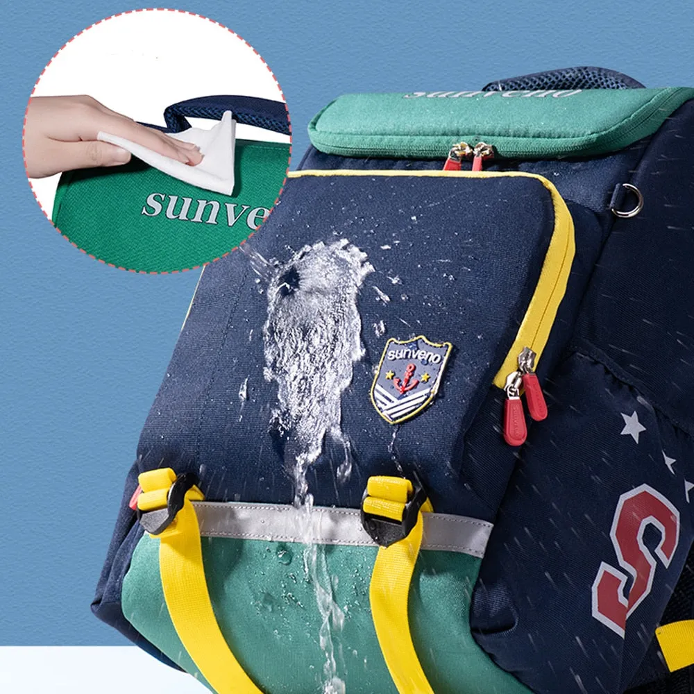Sunveno Children's School Waterproof Backpack for Boys and Girls - Blue, Pink