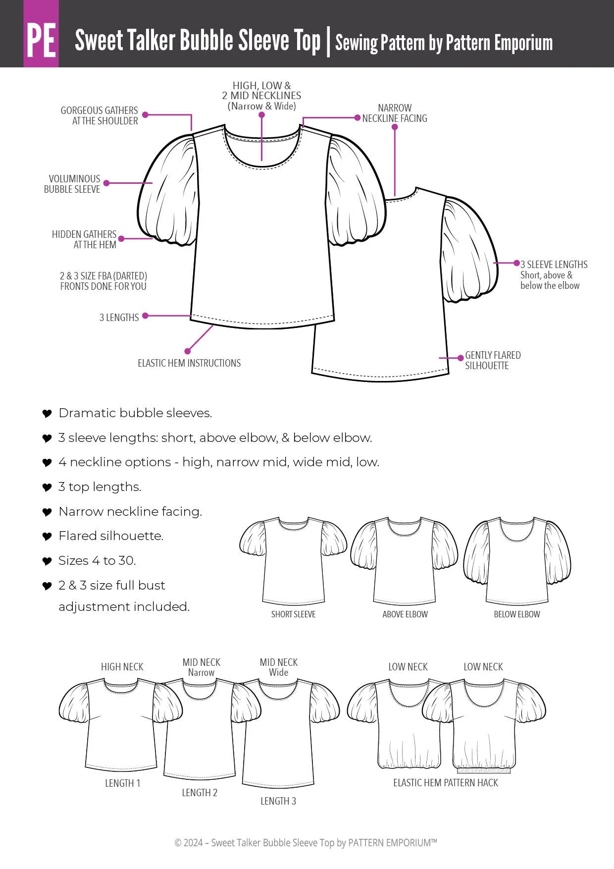 Sweet Talker | Bubble Sleeve Top Sewing Pattern