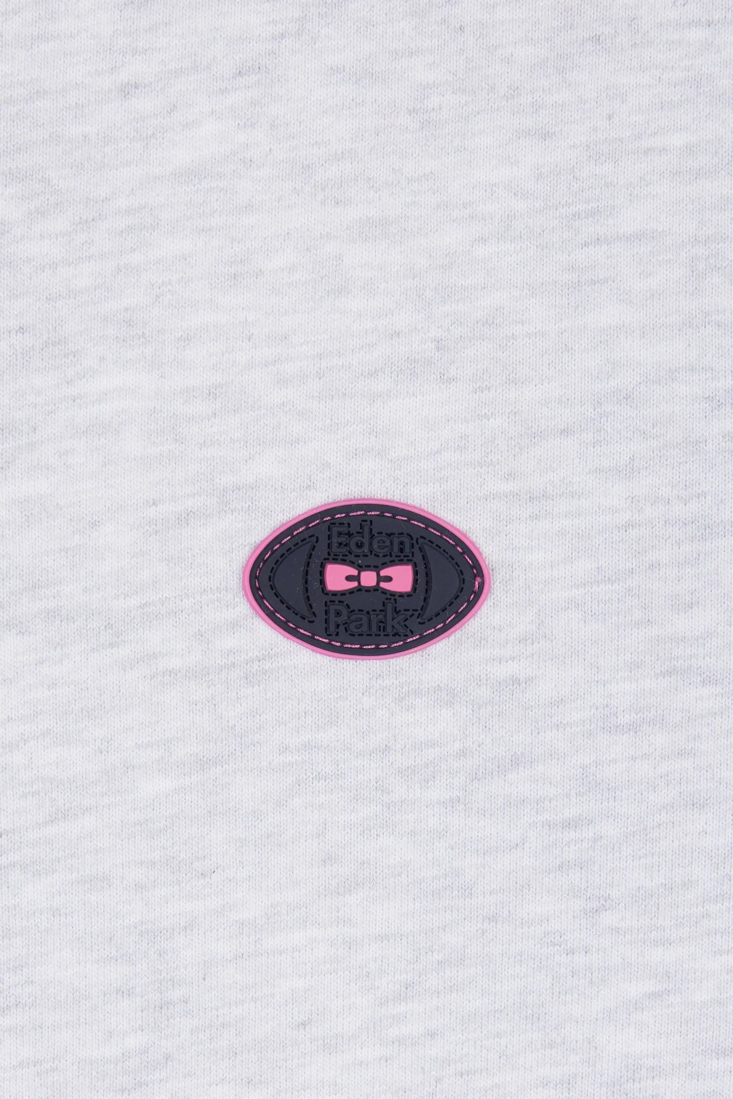 T-shirt en coton gris à bords-côtes roses coupe décontractée
