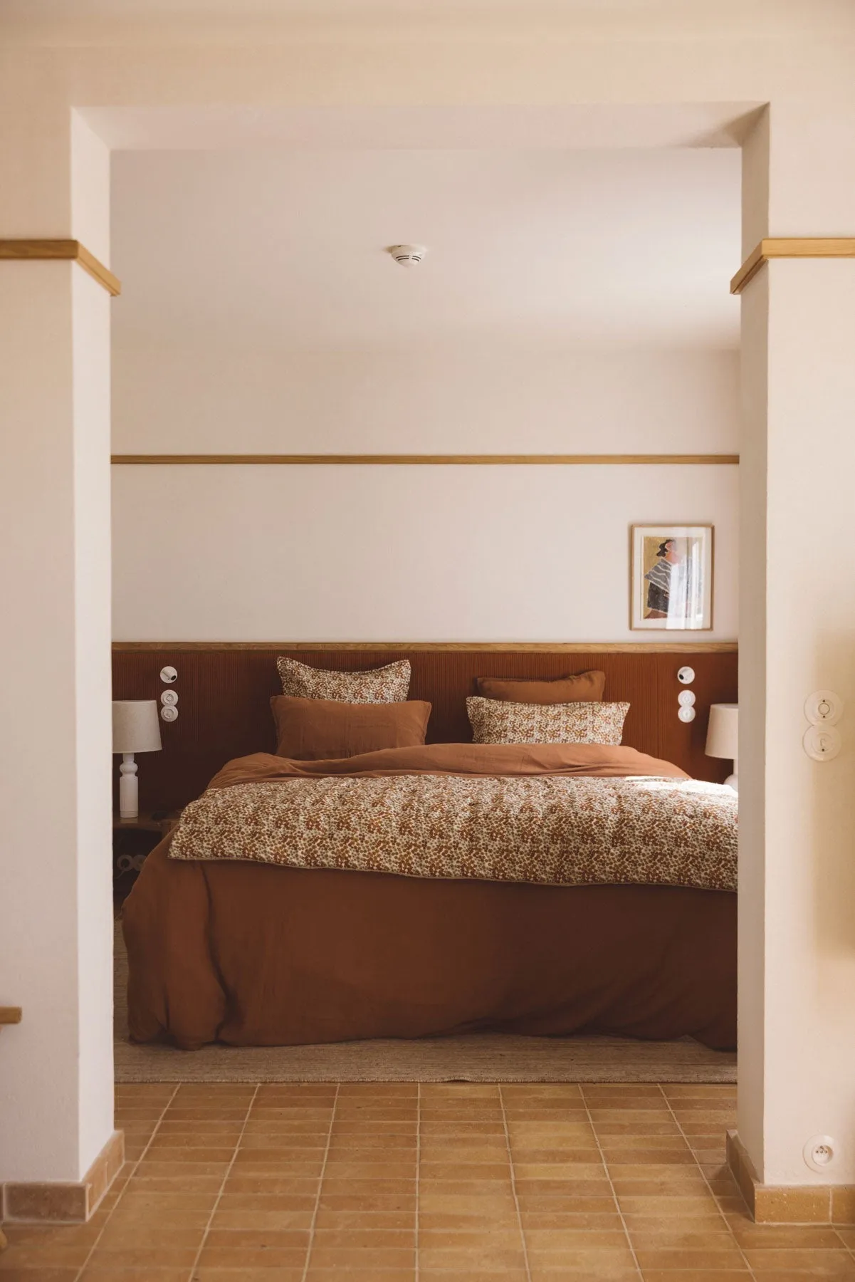 Tan Floral Mattress Topper Quilt
