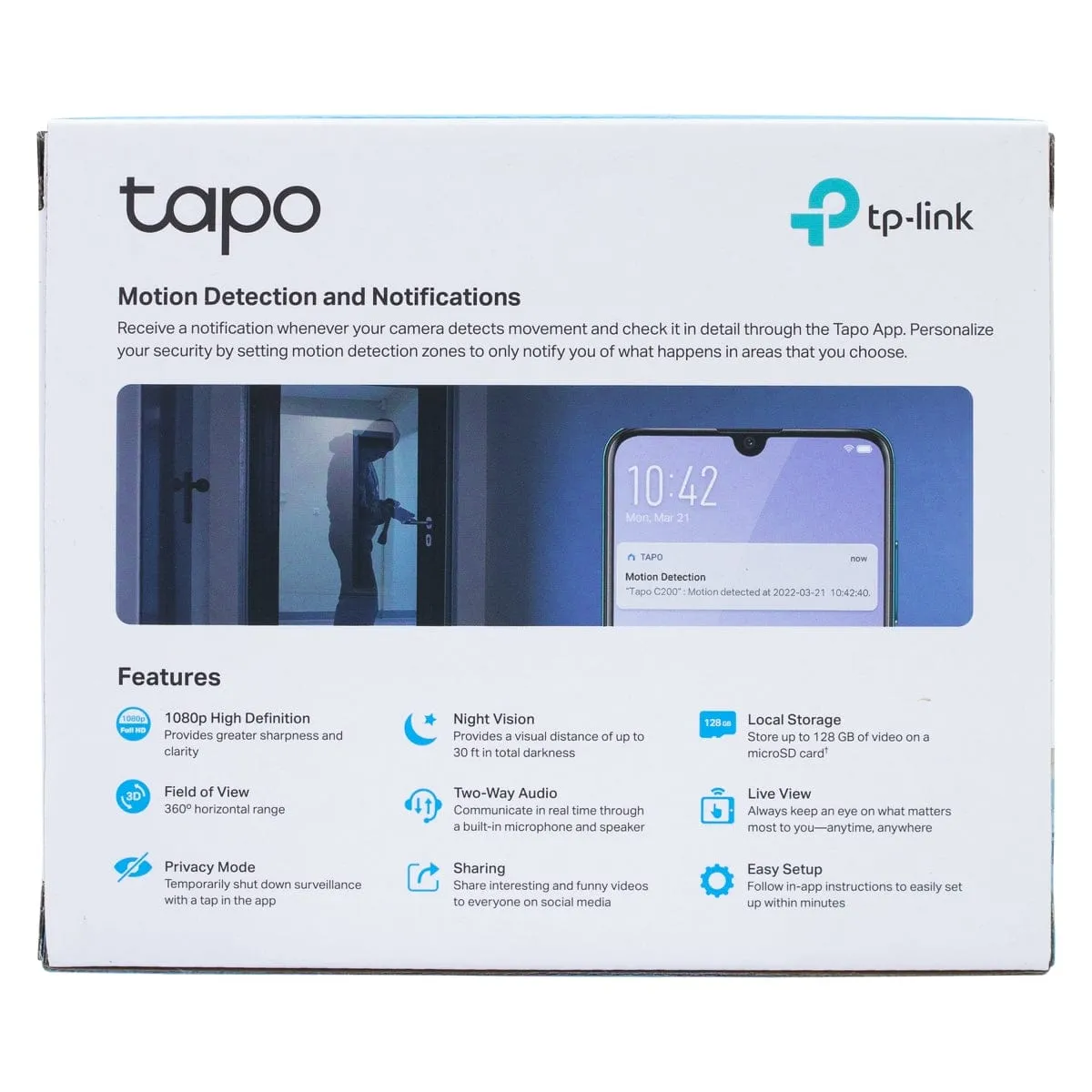 TAPO C200 Pan/Tilt Home Security Wifi Camera, 1080P, Two-Way Audio