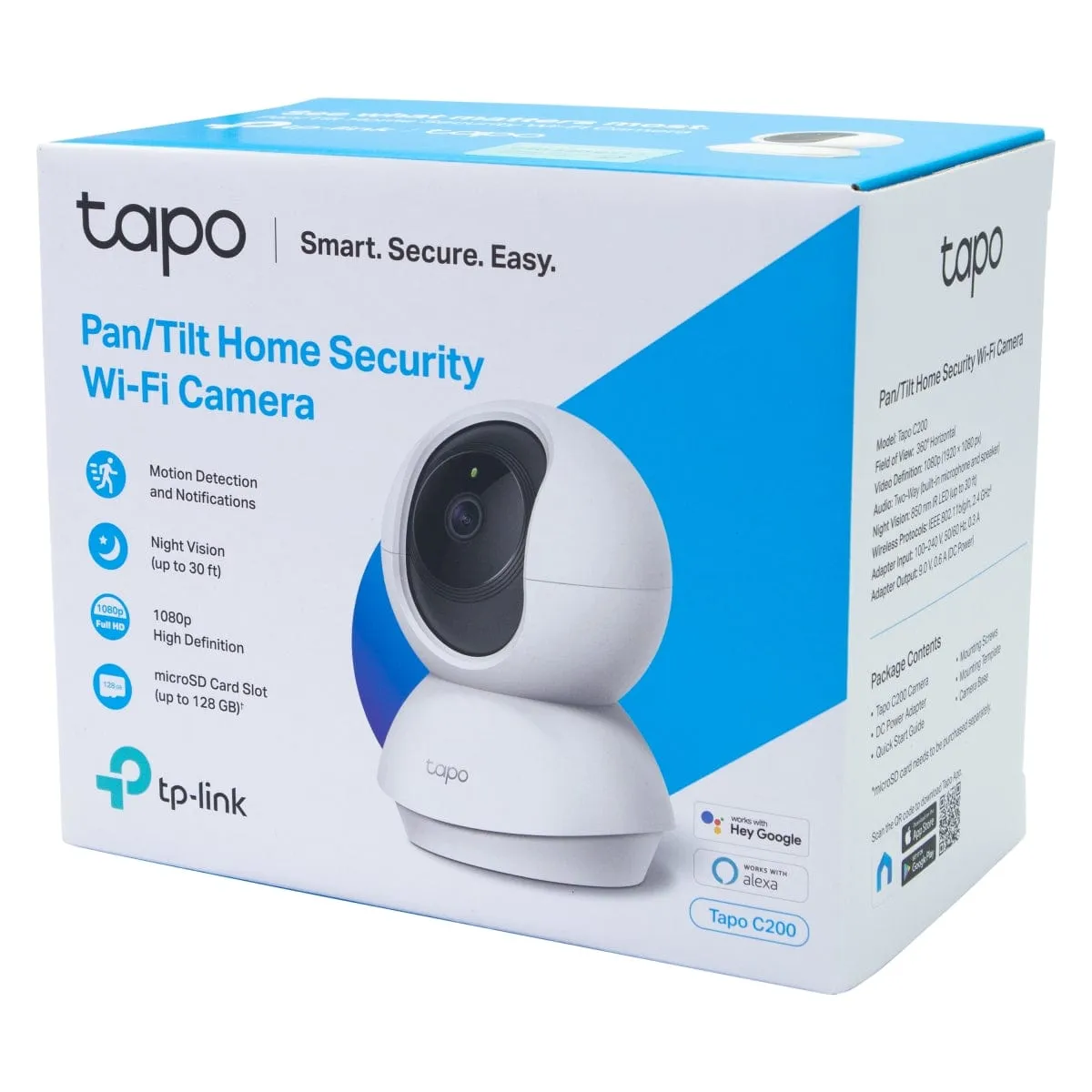 TAPO C200 Pan/Tilt Home Security Wifi Camera, 1080P, Two-Way Audio