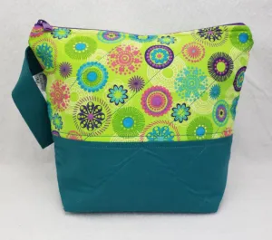 Teal and Flowers - Project Bag - Small
