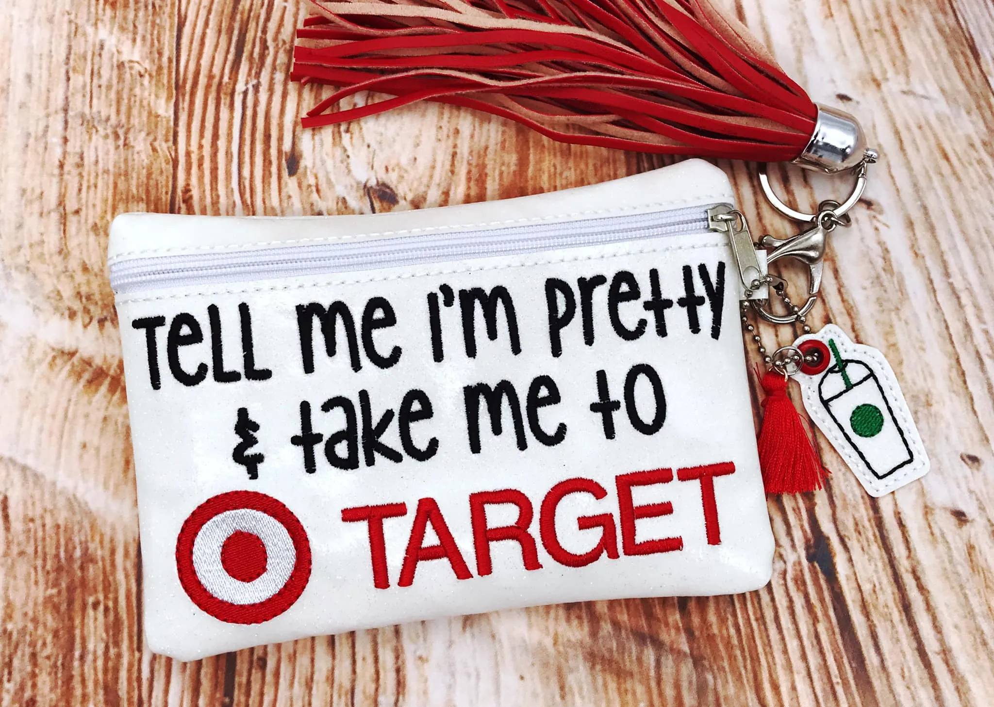 Tell me I'm pretty and take me to Target ITH Bag (4 sizes available) machine embroidery design DIGITAL DOWNLOAD