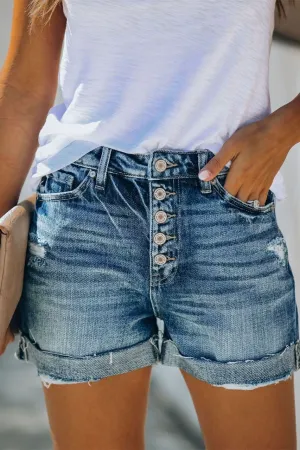 Tempo High Rise Cuffed Denim Shorts