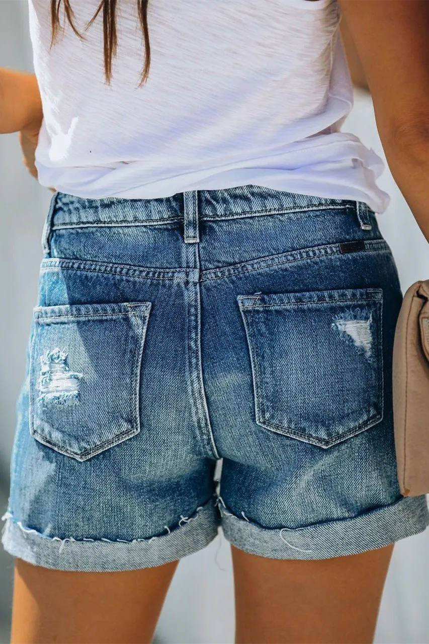 Tempo High Rise Cuffed Denim Shorts