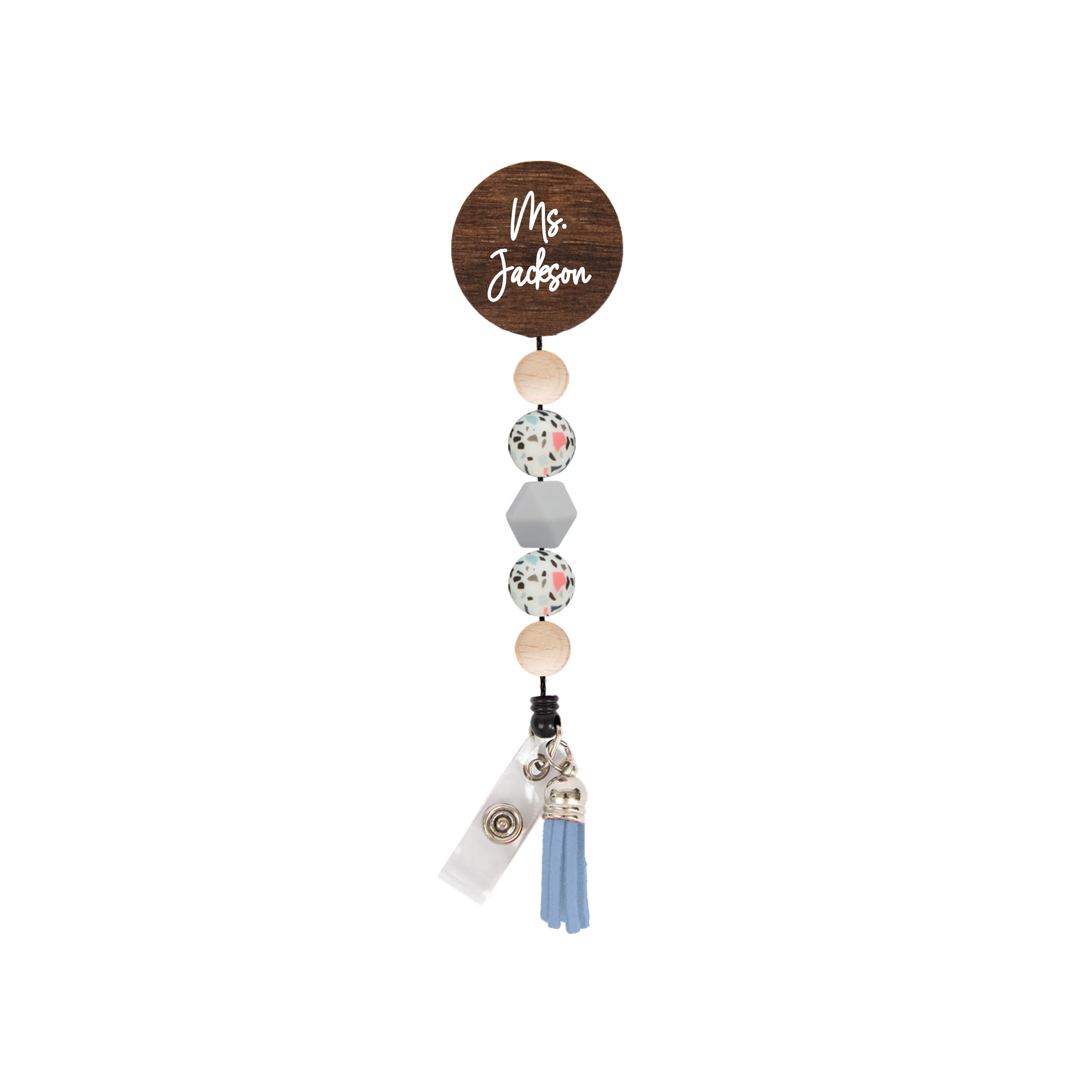 Terrazzo Beaded Badge Reel