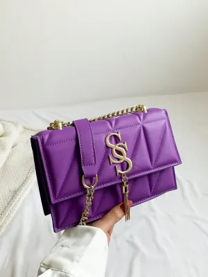 Texture Pressed Shoulder Bag With Chain Strap- FD ⚡