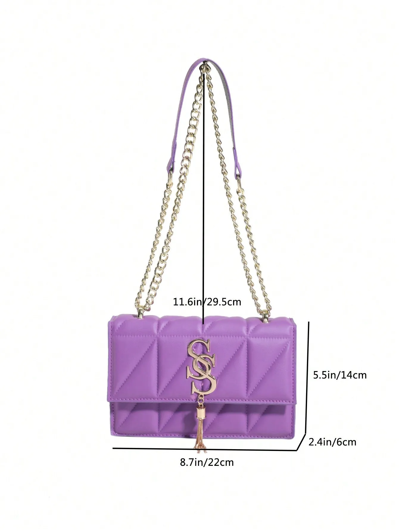 Texture Pressed Shoulder Bag With Chain Strap- FD ⚡