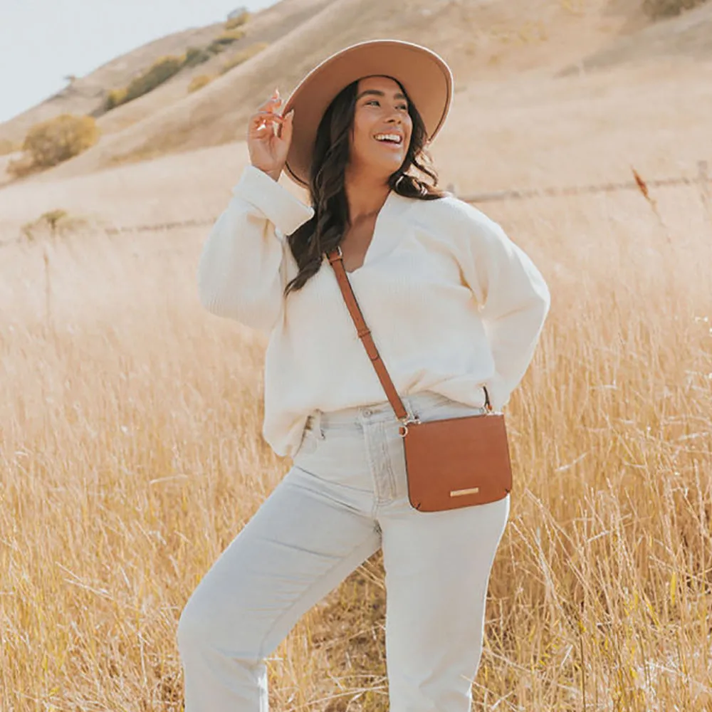 the EVERYDAY CROSSBODY cognac