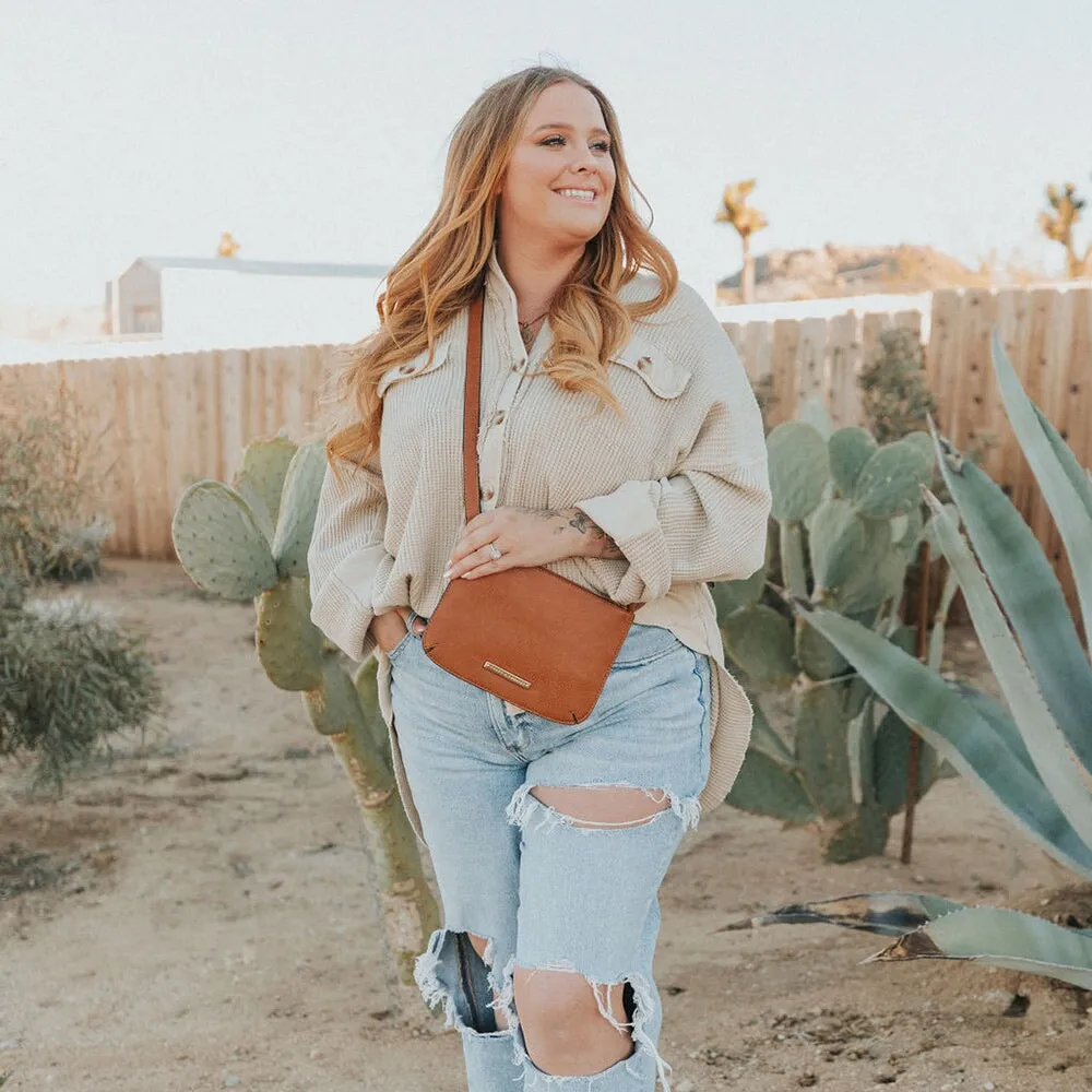 the EVERYDAY CROSSBODY cognac