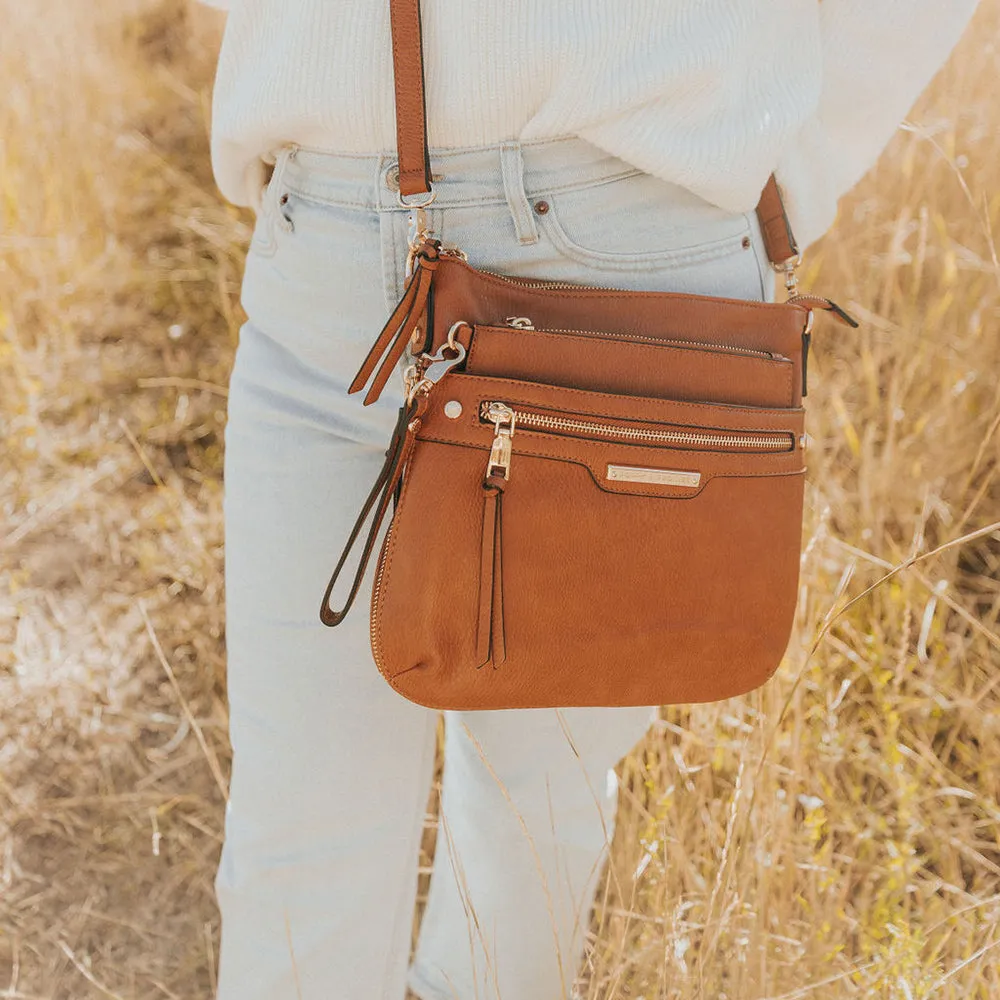 the EVERYDAY CROSSBODY cognac