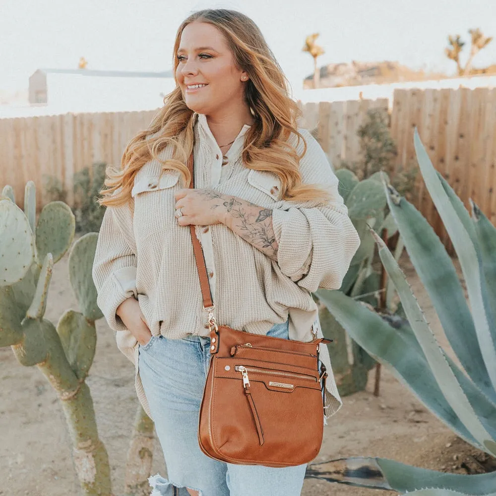 the EVERYDAY CROSSBODY cognac