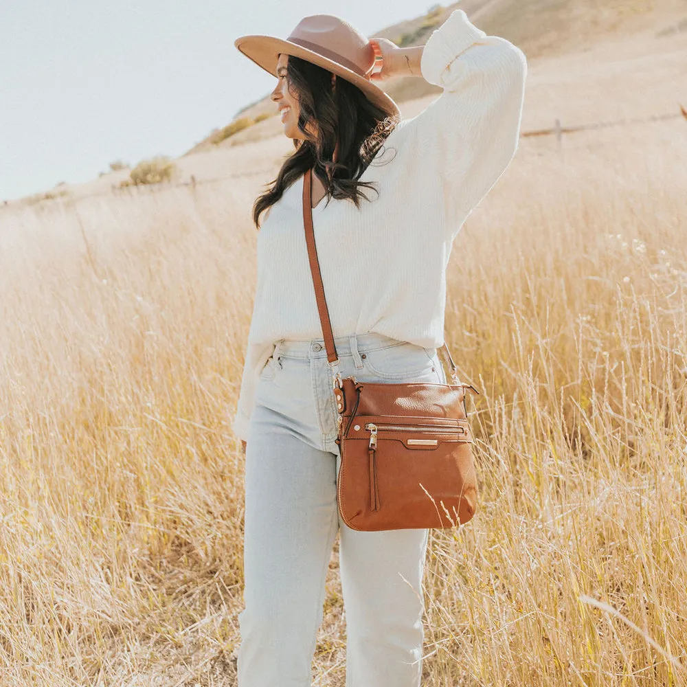 the EVERYDAY CROSSBODY cognac