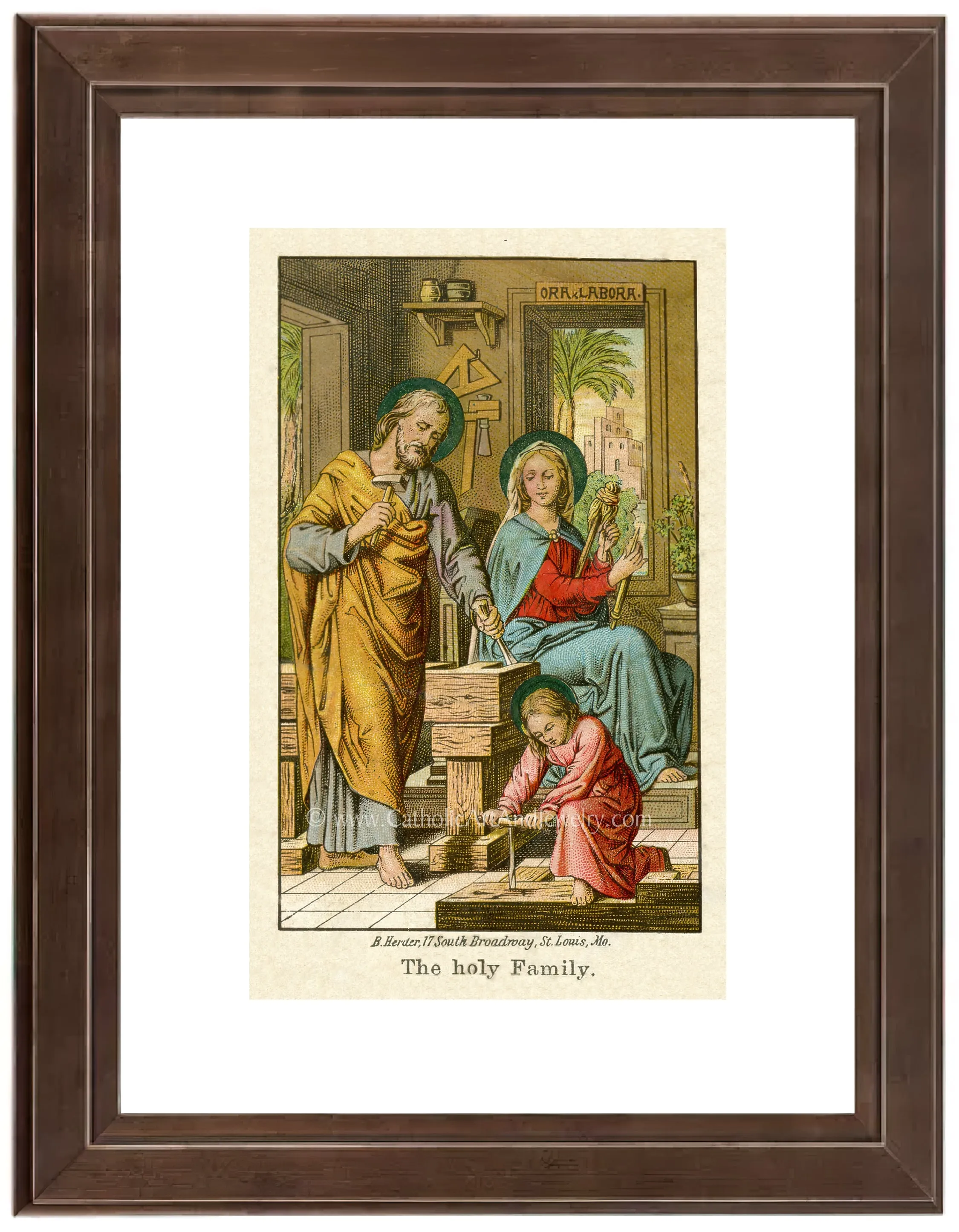 The Holy Family – Ora Et Labora – Based on an Vintage American Holy Card – Catholic Art Print – Archival Quality
