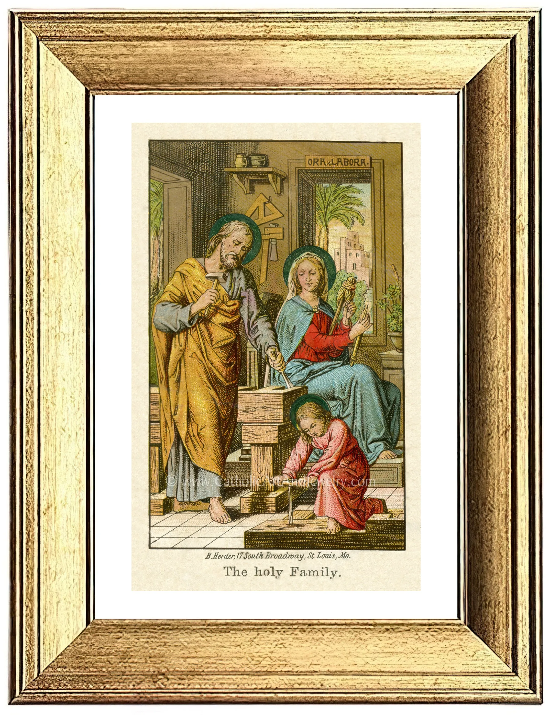 The Holy Family – Ora Et Labora – Based on an Vintage American Holy Card – Catholic Art Print – Archival Quality