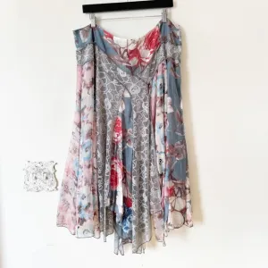 The Pyarmid Collection Floral Lace Handkerchief Flowy Bohemian Skirt 1X
