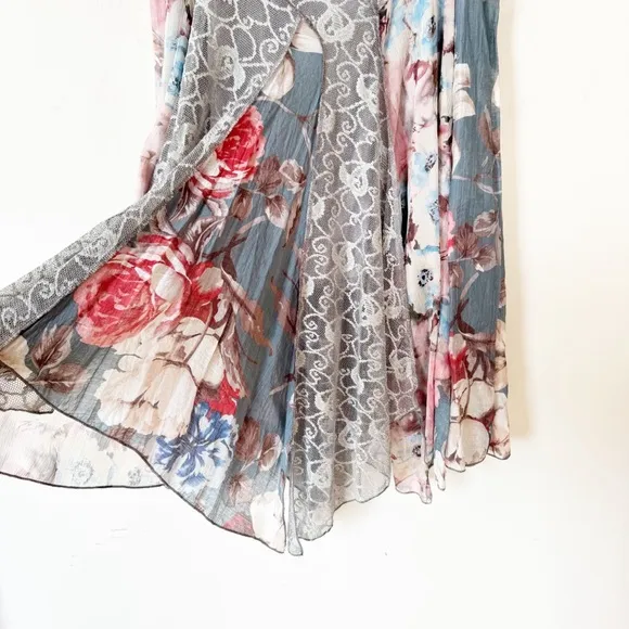 The Pyarmid Collection Floral Lace Handkerchief Flowy Bohemian Skirt 1X