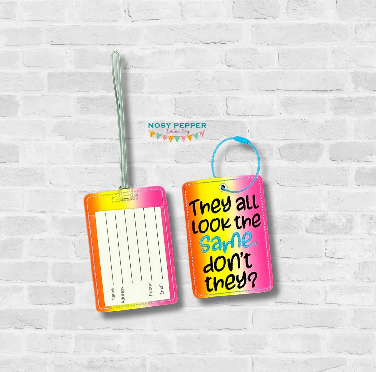 They All Look luggage tag set AUGUST MYSTERY BUNDLE machine embroidery design DIGITAL DOWNLOAD