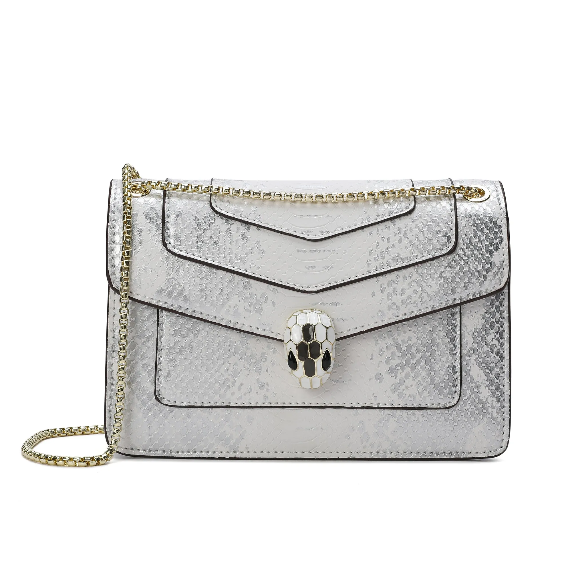 Tiffany & Fred Snake-pattern Printed Leather Shoulder Bag