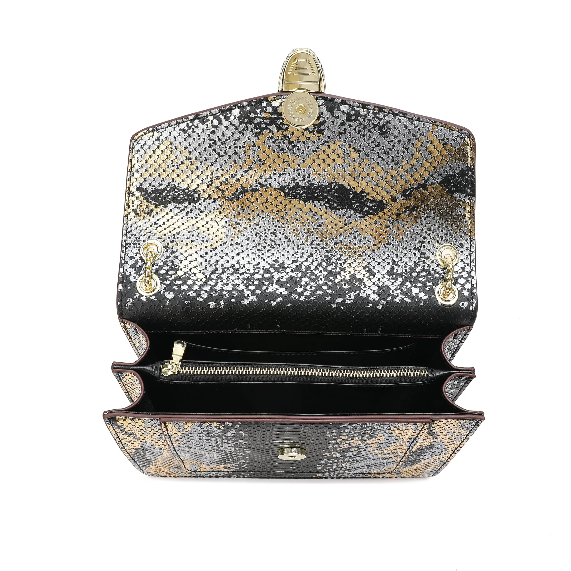 Tiffany & Fred Snake-pattern Printed Leather Shoulder Bag