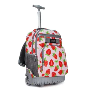 Tilami 18 inch Pink Strawberry Rolling Backpack For Kids