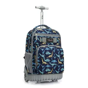 Tilami Black Dinosaur Print Rolling Backpack 18 inch Wheeled Laptop Backpack