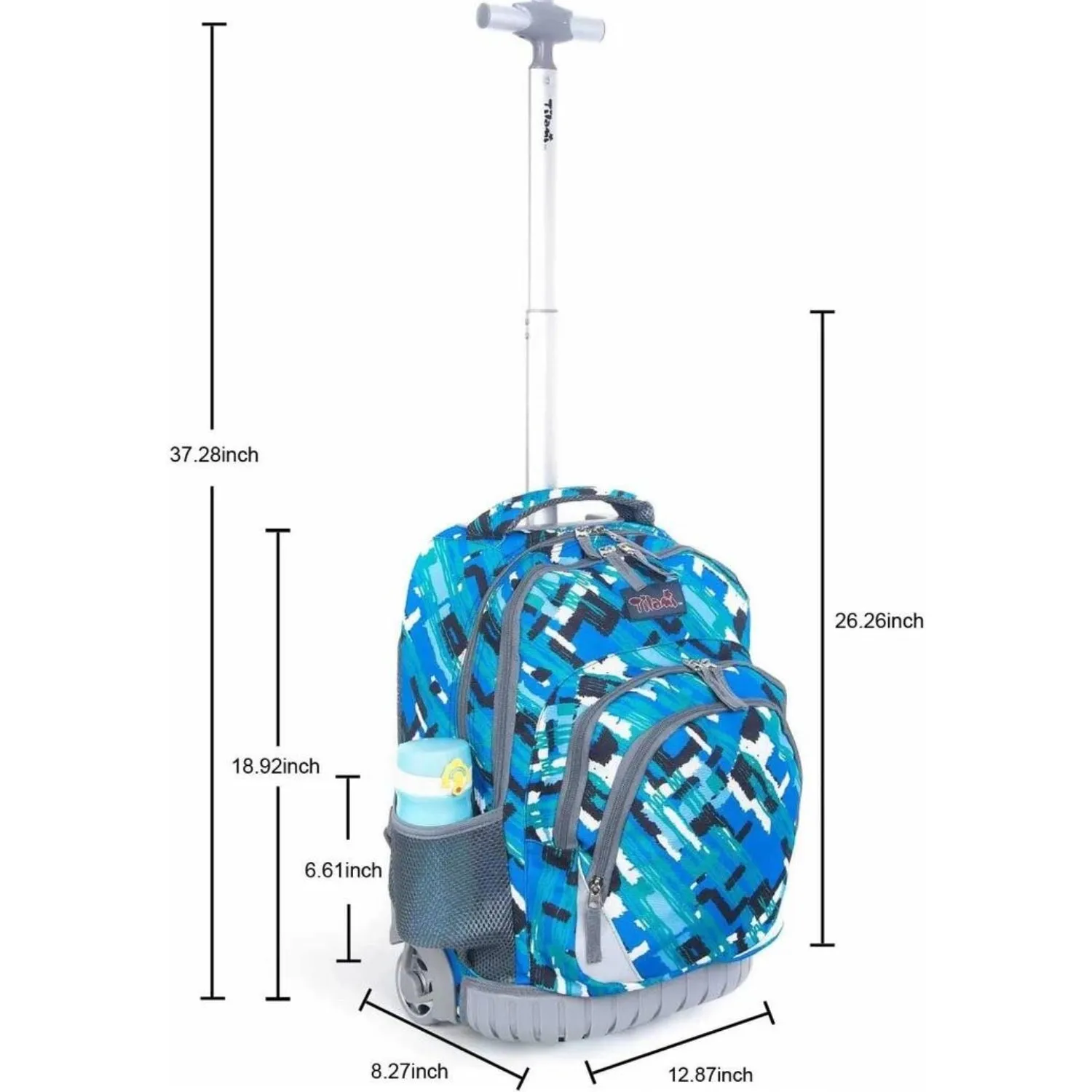 Tilami Blue Ocean Rolling Backpack 18 Inch Multifunction Wheeled Backpack