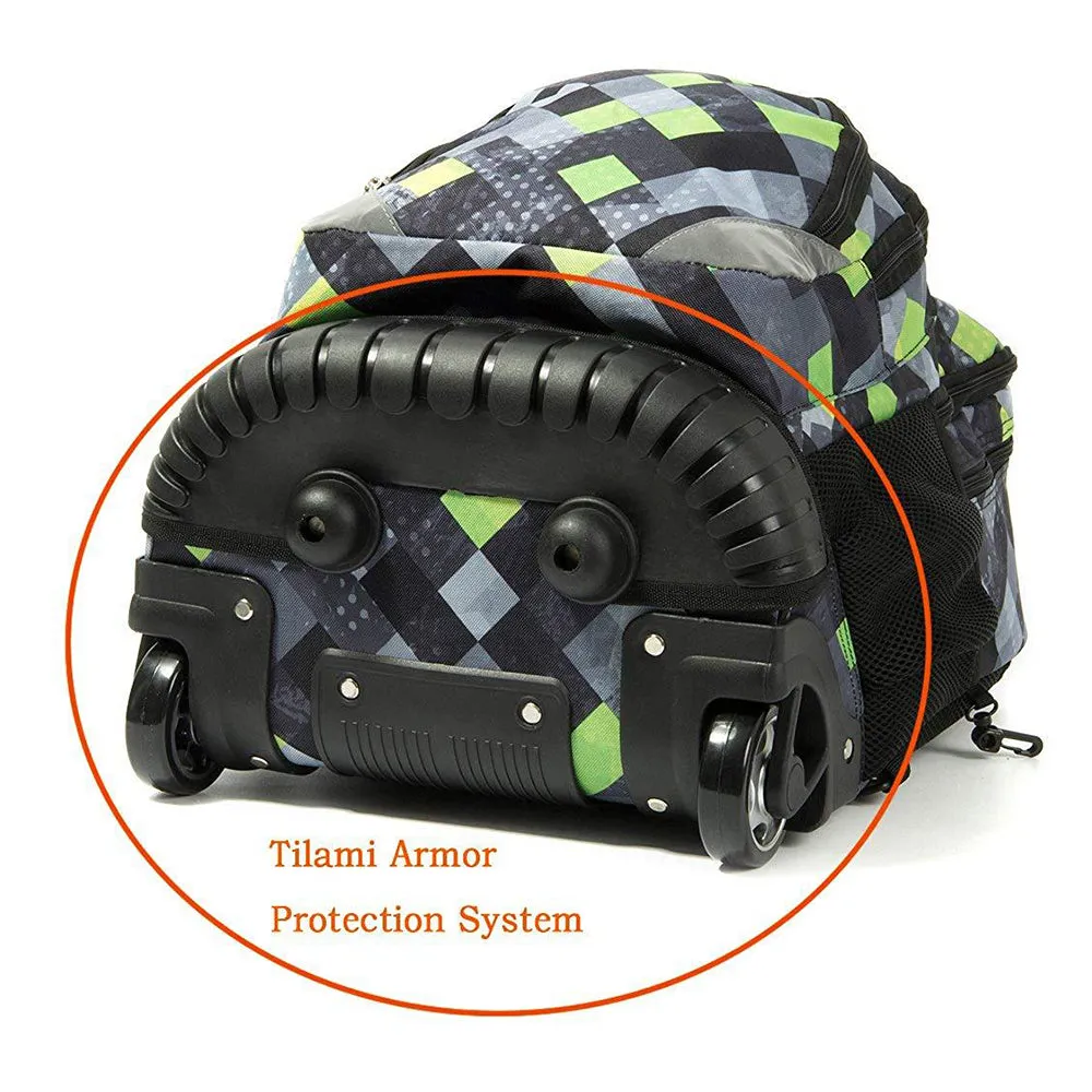 Tilami Green & Grey Triangle 18 Inch Kids Rolling Backpack