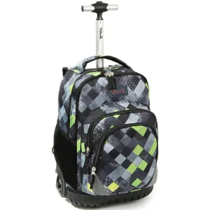 Tilami Green & Grey Triangle 18 Inch Kids Rolling Backpack