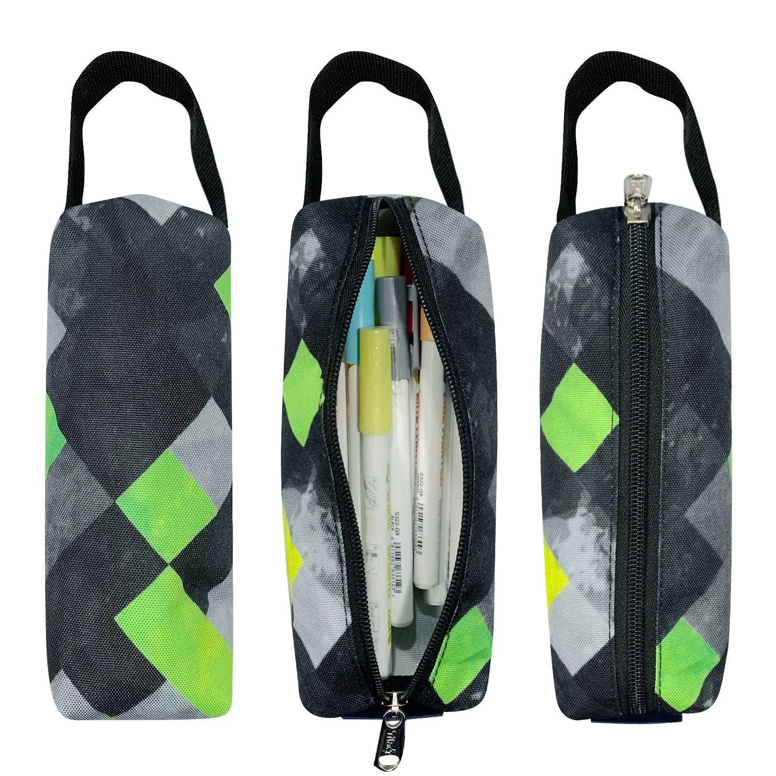 Tilami Green Plaid Rolling Backpack 18 Inch with Pencil Case School for Boys Girls