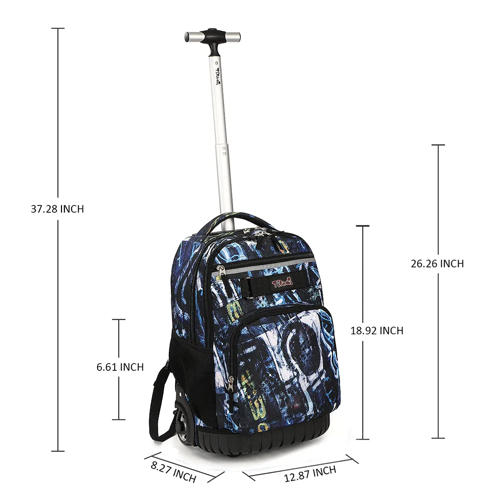 Tilami Navy Blue Space Exploration 18 inch Rolling Backpack