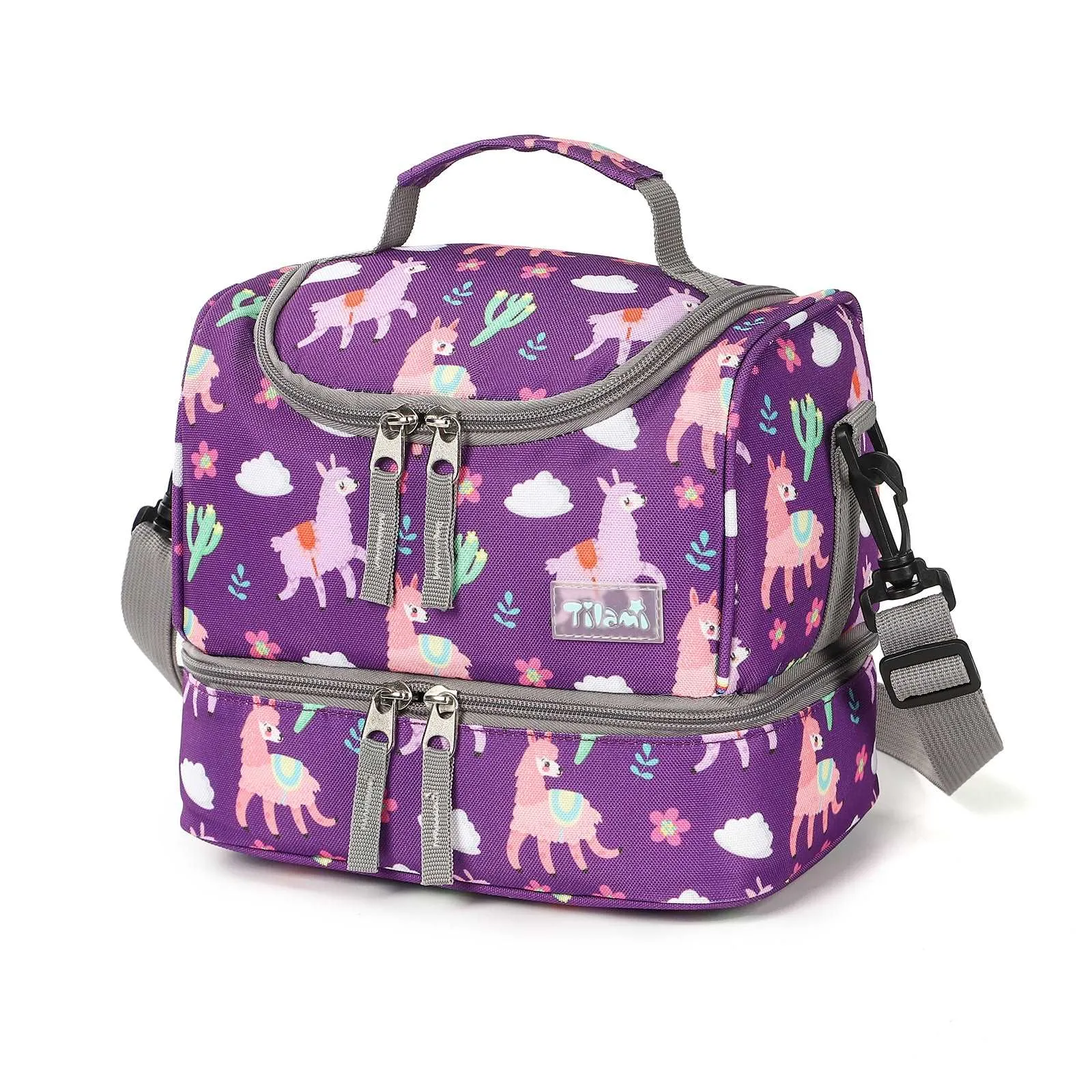 Tilami Purple Alpaca Rolling Backpack 18 inch with Lunch Bag