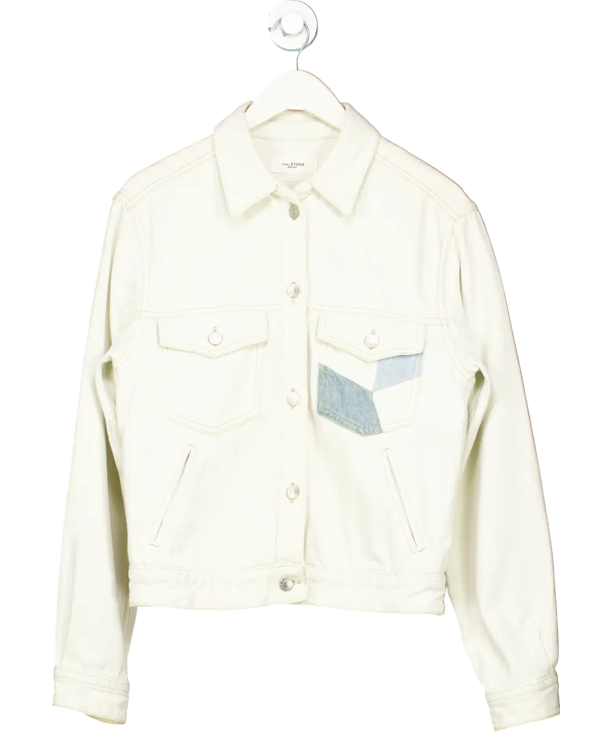 Étoile Isabel Marant Cream Lindya Patchwork Jeans Jacket UK M