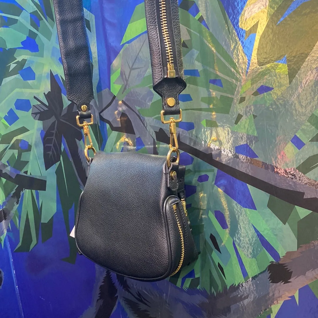 Tom Ford Black Leather and Suede Jennifer Mini Grained Crossbody Bag