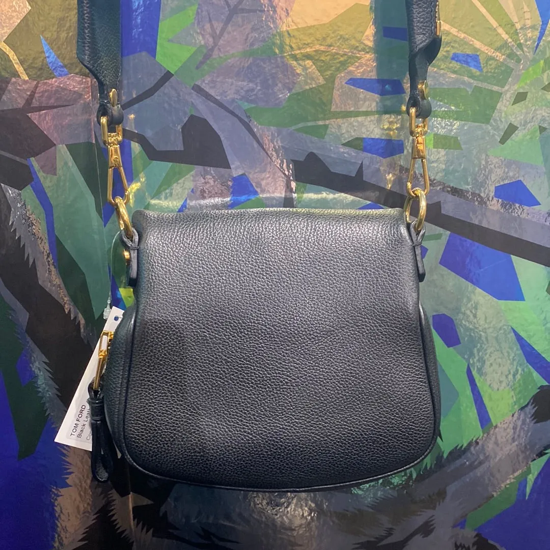 Tom Ford Black Leather and Suede Jennifer Mini Grained Crossbody Bag