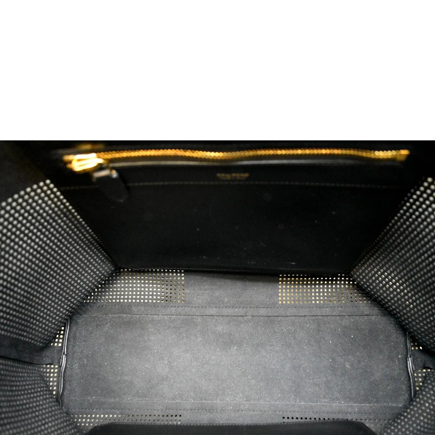 TOM FORD East/West Graphic T Perforated Leather Tote Bag Black